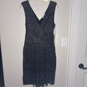 Dex Black and Gray Textured Midi Dress, date night